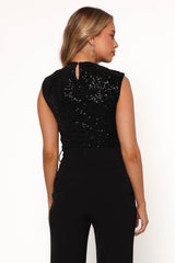 Nissa Sequin Top - Black