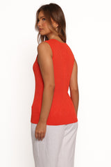 Parma Knit Vest Top - Blood Orange