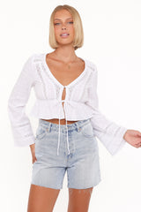 Reed Long Sleeve Top - White