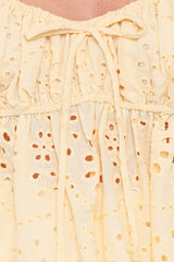 Regina Eyelet Ruffle Top - Butter Yellow