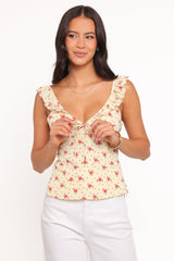 Roni Tank Top - Yellow Floral