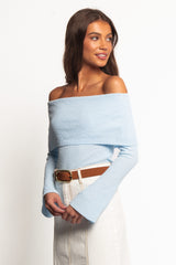 Rory Off Shoulder Top - Pale Blue