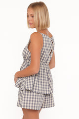 Rory Top - Slate Blue Gingham