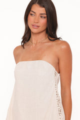 Rosemarie Strapless Top - Beige Lace