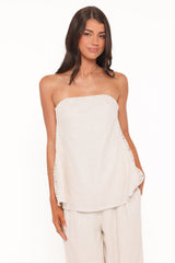Rosemarie Strapless Top - Beige Lace