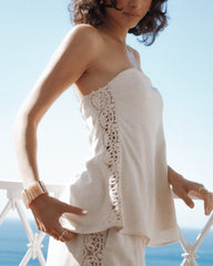 Rosemarie Strapless Top - Beige Lace
