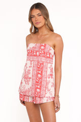 Rosemarie Strapless Top - Rose Tile