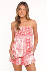 Rosemarie Strapless Top - Rose Tile