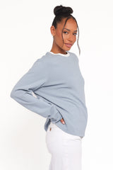 Ruva Long Sleeve Tee - Blue White Stripe