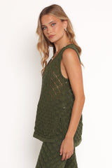 Sable Textured Knit Top - Olive