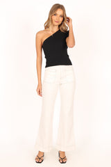Saige One Shoulder Top - Black
