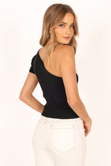Saige One Shoulder Top - Black