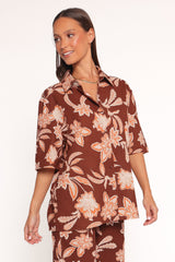 Samira Short Sleeve Shirt - Orange Floral
