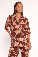 Samira Short Sleeve Shirt - Orange Floral