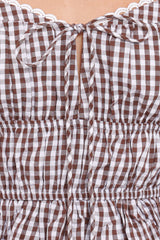 Saphia Top - Brown Gingham