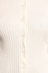 Searie Ribbed Cardigan Top - Cream