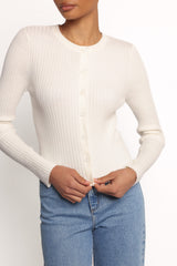 Searie Ribbed Cardigan Top - Cream