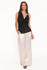 Serena Cowl Neck Top - Black