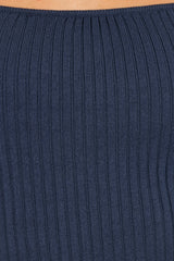Shani Ribbed Knit Top - Dusty Blue