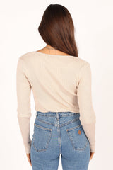 Shani Ribbed Knit Top - Oatmeal