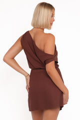 Shaw Off Shoulder Top - Chocolate Brown