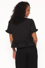 Sorcha Peplum Top - Black
