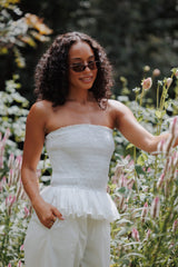 Stori Shirred Top - White Broderie