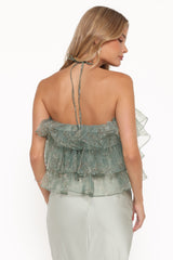 Taelya Flounce Top - Mint Green Floral
