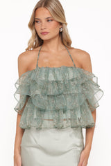 Taelya Flounce Top - Mint Green Floral