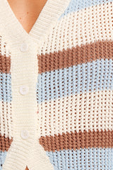Talia Knit Vest Top - Tan Blue