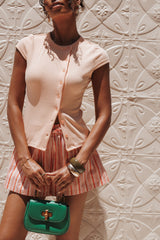 Tatum Asymmetrical Knit Top - Coral