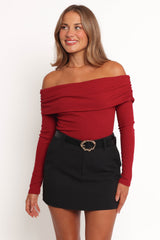 Thomsie Off Shoulder Knit Top - Berry