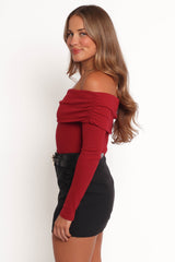 Thomsie Off Shoulder Knit Top - Berry
