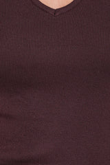 Tori Side Cinch Knitted Top - Chocolate Brown