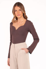 Trinity Long Sleeve Top - Chocolate Brown