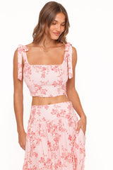 Tyler Tie Shoulder Top - Rose Pink Floral