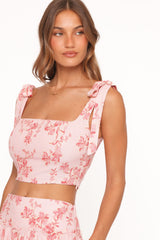 Tyler Tie Shoulder Top - Rose Pink Floral