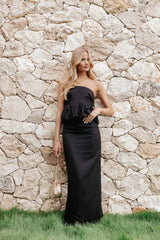 Ursa Peplum Top - Black
