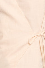 Vanni Wrap Front Linen Top - Cream