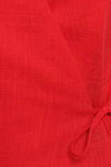Vanni Wrap Front Linen Top - Red