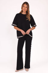 Vespa Knitted Tee - Black White