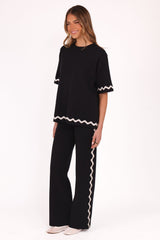 Vespa Knitted Tee - Black White