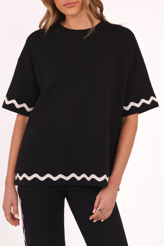Vespa Knitted Tee - Black White