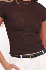 Vivian Mesh Tee - Brown