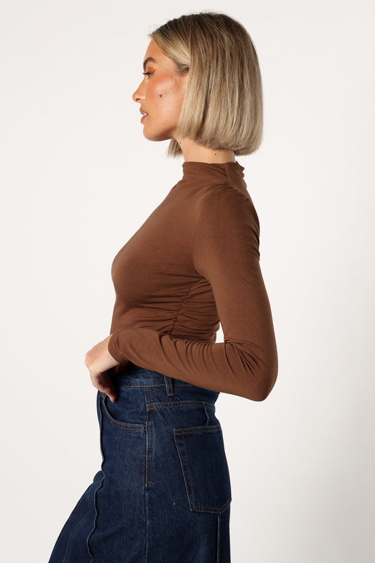 Wanda Long Sleeve Top - Coco Brown