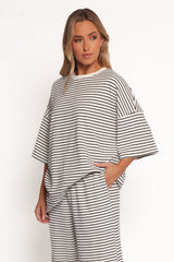 Wilda Oversized Tee - White Black Stripe