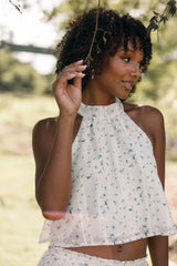 Willa Halterneck Top - Blue Floral