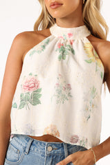 Willa Halterneck Top - White Floral