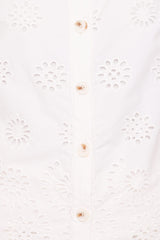 Winny Button Front Top - White Broderie