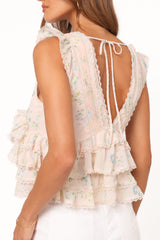 Yana Ruffle Top - Pastel Pink Floral